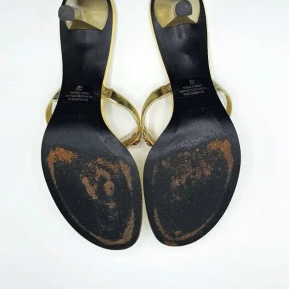 Nine West Gold Heeled Thong Sandals with Jewel Embellishments | Size 11 | EUC - Picture 8 of 9